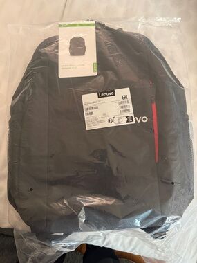 Lenovo Black Backpack with Red Zip Accent